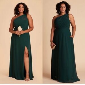 Birdy Grey Kira Chiffon Gown Size XXL Emerald Slit Pockets Prom Bridesmaid NEW